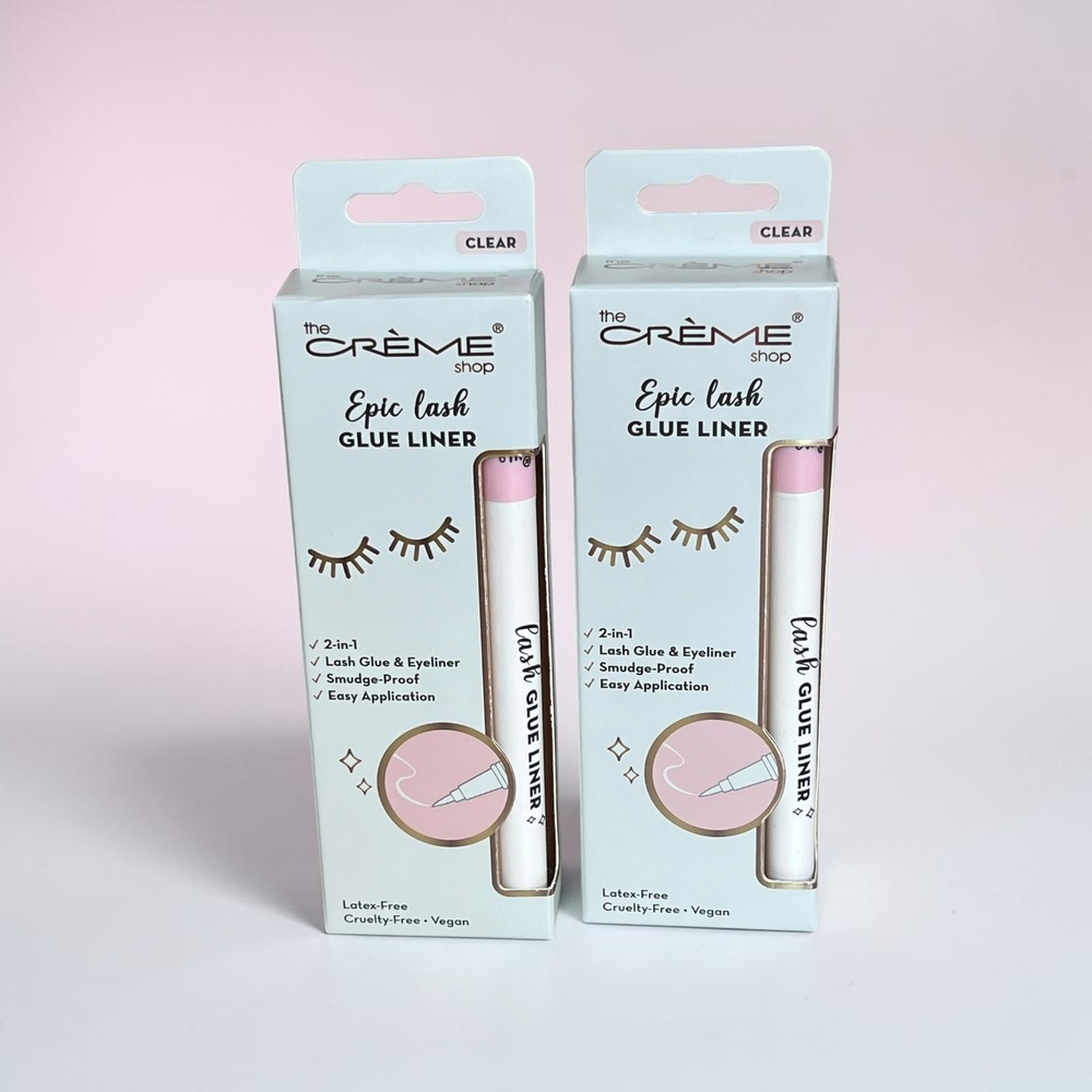 The Crème Shop 2-in-1 Epic Lash Glue Eyeliner Clear New Smudge-Proof 2 Pack